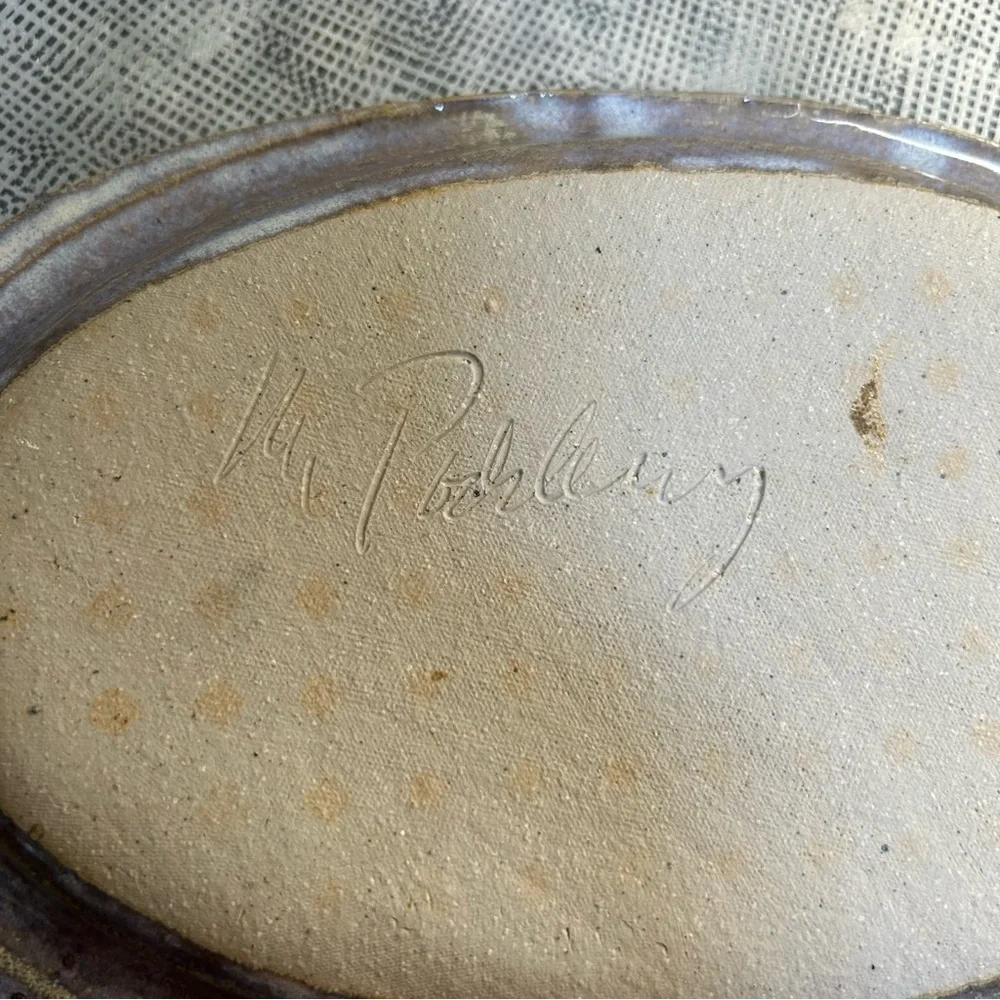 Studio Pottery ~ Decorative Handmade Oval Pottery Tray with Shell and Barnacle